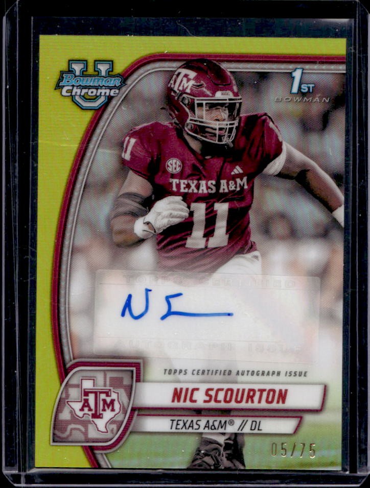 2024 Bowman U Chrome Sapphire Nic Scourton Prospect Auto Yellow Refractor #5/75