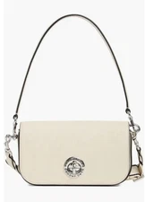 Marc Jacobs Women's Signet Turnlock Medium Shoulder Bag In Marshmallow / Silver
