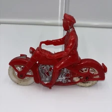 VINTAGE 1950'S RED AUBURN RUBBER CO POLICE MOTORCYCLE COP & MOTORCYCLE 6" 