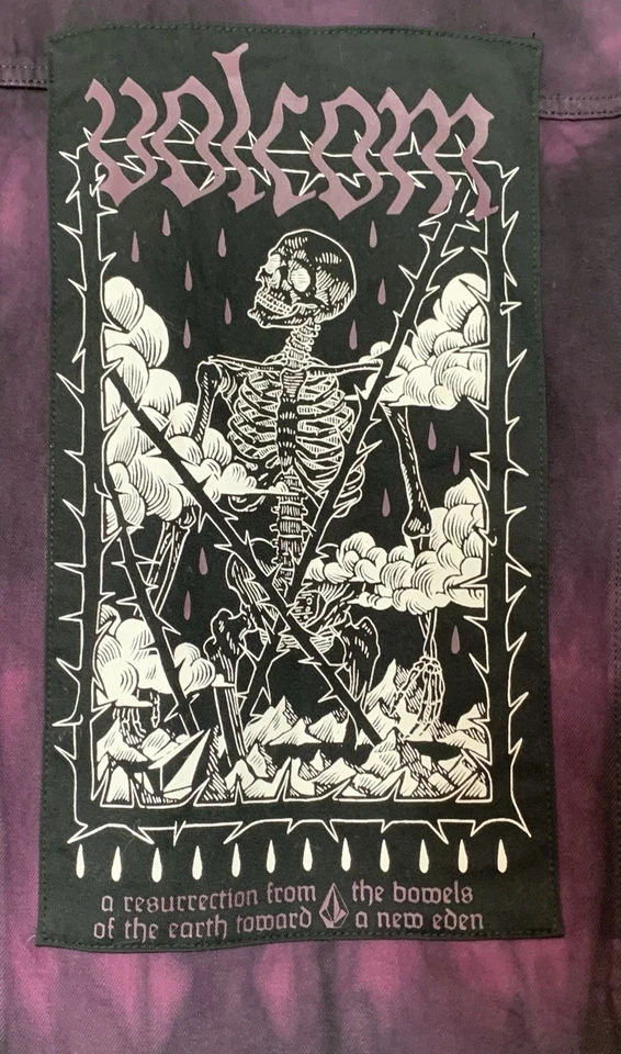 Volcom x Vaderetro Jacket Purple Tie Dye Denim Trucker Graphic Artist Mens Large - Image 3 of 4