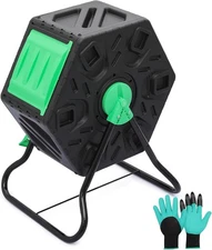 MoNiBloom 17 Gallon Single Compost Tumbler, Outdoor Light Weight Compost Bin 