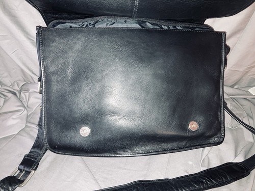 Latico Black Leather Laptop Briefcase Messenger Bag Expendable - Photo 2/14