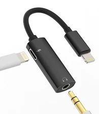 iPhone Lightning to 3.5mm Headphone Adapter Splitter, 2-in-1 MFi Certified Audio
