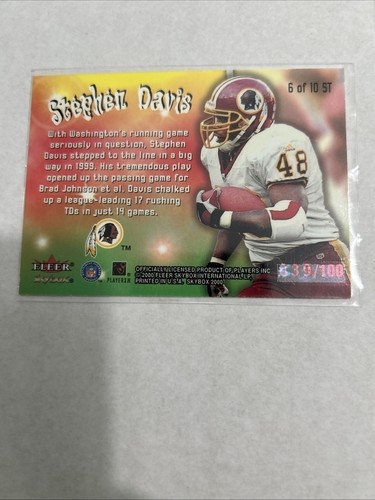 2000 SkyBox Sole Train STAR RUBIES Stephen Davis #d 039/100 Washington Redskins - Picture 6 of 7