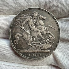 1902 Britain Edward VII Silver Crown 1 Year Type VF Highly Collectible Coin