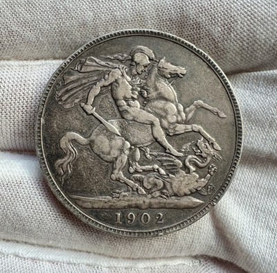 1902 Großbritannien Edward VII Silber Krone 1 Jahr Typ sehr schön Sammlermünze