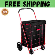 Folding Grocery Basket Cart Shopping Wheel Large Utility Laundry18"X15"X24" BAG 