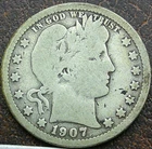 US 1907-O Barber Quarter  **