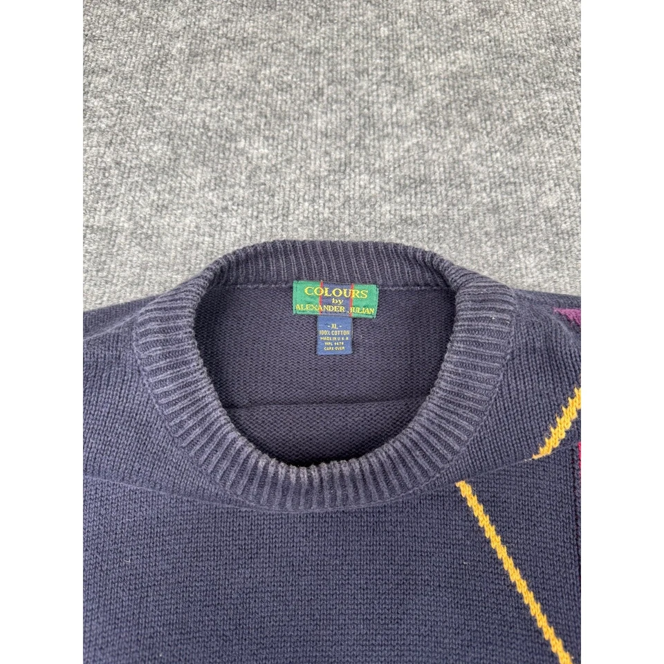 Suéter Vintage Colores por Alexander Julian XL Tejido Geométrico Pullover Años 90 Foto 2 de 4