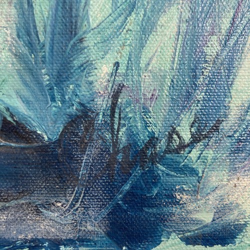 Vintage Original Oil Painting Old Abstract Birds Eye View Ocean Seascape -Signed - Bild 5 von 11
