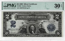 1899 $2 Silver Certificate 'Mini Porthole' note-fr.256--PMG VF 30 EPQ