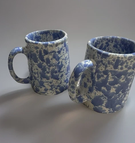 2 Bennington Potters Blue Atlantic Dline Mugs S1 Style Vintage 1967 Vermont