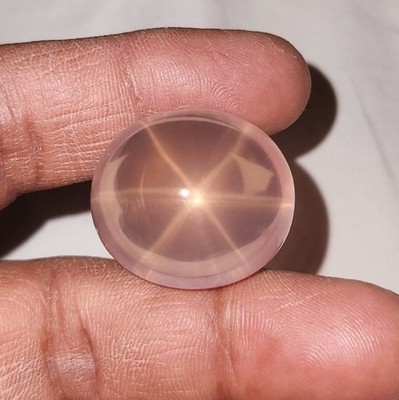 97Ct 27.7x24.3x19.8MMNatural Top Grade Pink Rose 6 Ray Star Quartz Oval Cabochon