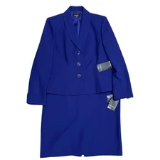 NWT Jones Wear Suit Skirt Blazer Set Size 12 Women’s Blue Pinstripe Business NEW