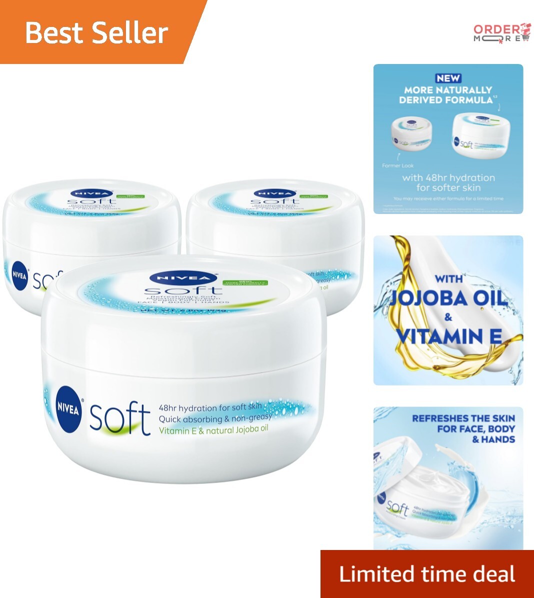 Luxurious Jojoba Oil Moisturizing Cream 3-Pack for Smooth Glowing Skin