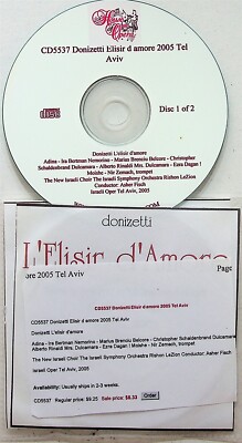 DONIZETTI L'Elisir D'Amore Live 2005 Asher Fisch 2-CD IRA BERTMAN/MARIUS BRENCIU