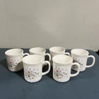 VTG Set Of 6 Victoria ARCOPAL France Floral Swirl Milk Glass Coffee Cups Mugs