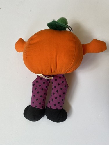 Vintage Russ Kürbis Plüsch Halloween Jack O Laterne orange 6 Zoll Stofftier lächelnd - Bild 4 von 5