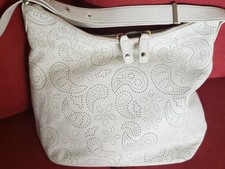 Talbots Genuine Leather Ivory White Shoulder Bag Paisley Perforated Msp $159