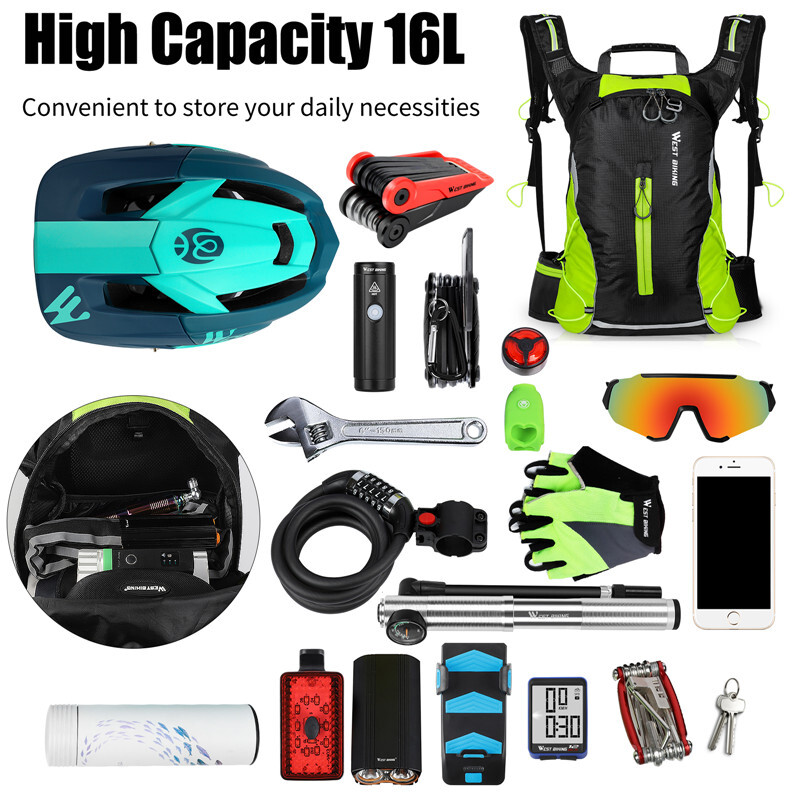 Zaino impermeabile WEST BIKING 16L per ciclismo foto 5
