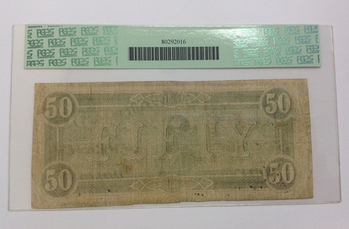 T-66 1864 $50 Confederate States of America PCGS Fine 15 - Picture 2 of 2