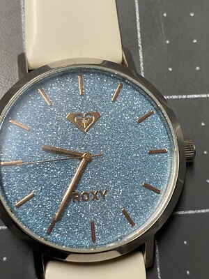 Roxy The Royal Womens Quartz Watch Black Glitter Dial Rose Gold Tone New Battery Roxy Quiksilver 40mm Unisex Watch Silver Tone Case, Blue  main image 3