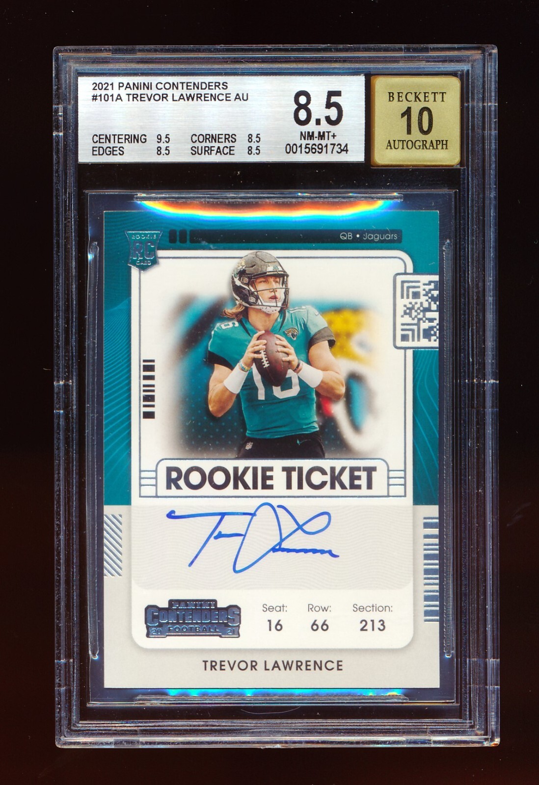 TREVOR LAWRENCE 2021 PANINI CONTENDERS #101 ROOKIE TICKET AUTO AUTOGRAPH BGS 8.5