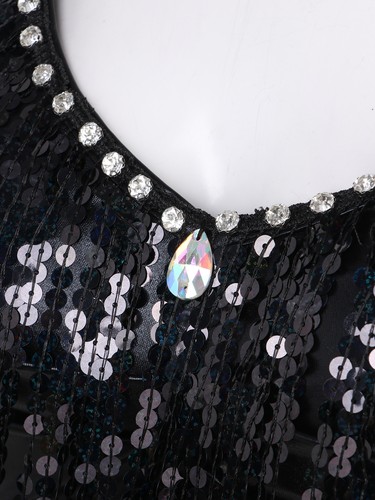 Womens Shiny Sequin Fringed Camisole Crop Top Belly Dance Performance Costume - Picture 22 of 54