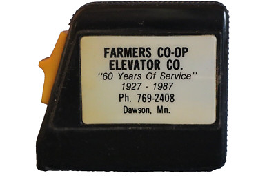 Tape Measure Farmers Coop Elevator Co Dawson MN Black Yellow 69 inches Belt Clip