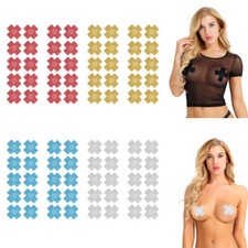 20Pcs Cross Shaped Satin Nipple Cover Breast Lift Pads Self-Adhesive Stickers