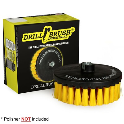 Drill Brush Industrial Professional 7-inch Medium Yellow Rotary Scrub Brush 
