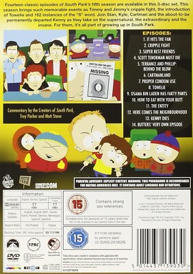 SOUTH PARK COMPLETE SERIES 5 DVD 5th Fifth Five Season Five