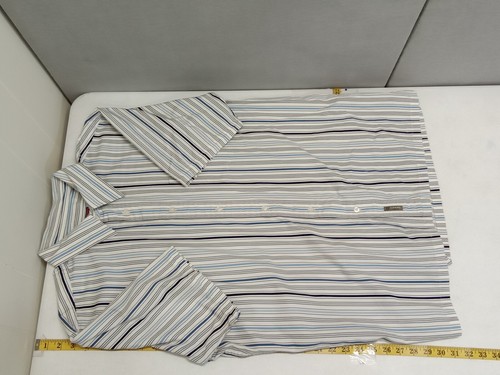 Chaps Denim Line Men's Blue/White Striped Button-Down Shirt (Size L) 100% Cotton - Picture 11 of 14