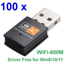 Lot 100 x Mini Dual-Band USB WiFi Wireless Adapter Network Card 600Mbps 2.4/5.8G