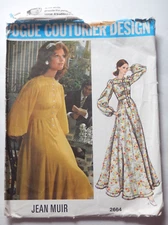 Vogue 2664 by Jean Muir ©1972 Boho Cottagecore size 10 Cut Complete