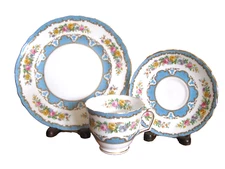 Crown Staffordshire 3 Pc. TUNIS 8" Dessert/Salad Plate & Cup & Saucer Set