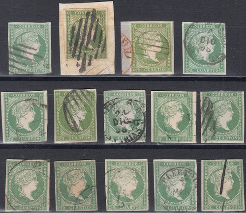 España 1855 Edifil 47 usados 14 sellos Spain (ref#11990)