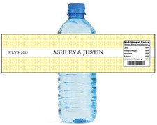 100 Square Pattern Light Purple Wedding Engagement Party Water Bottle labels