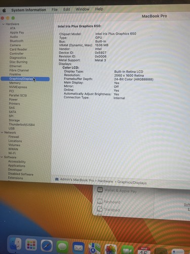 Apple MacBook Pro A1706 MPXV2LL/A 2017 13.3” i5-7267U 8GB RAM 250GB SSD #3 - Picture 4 of 13