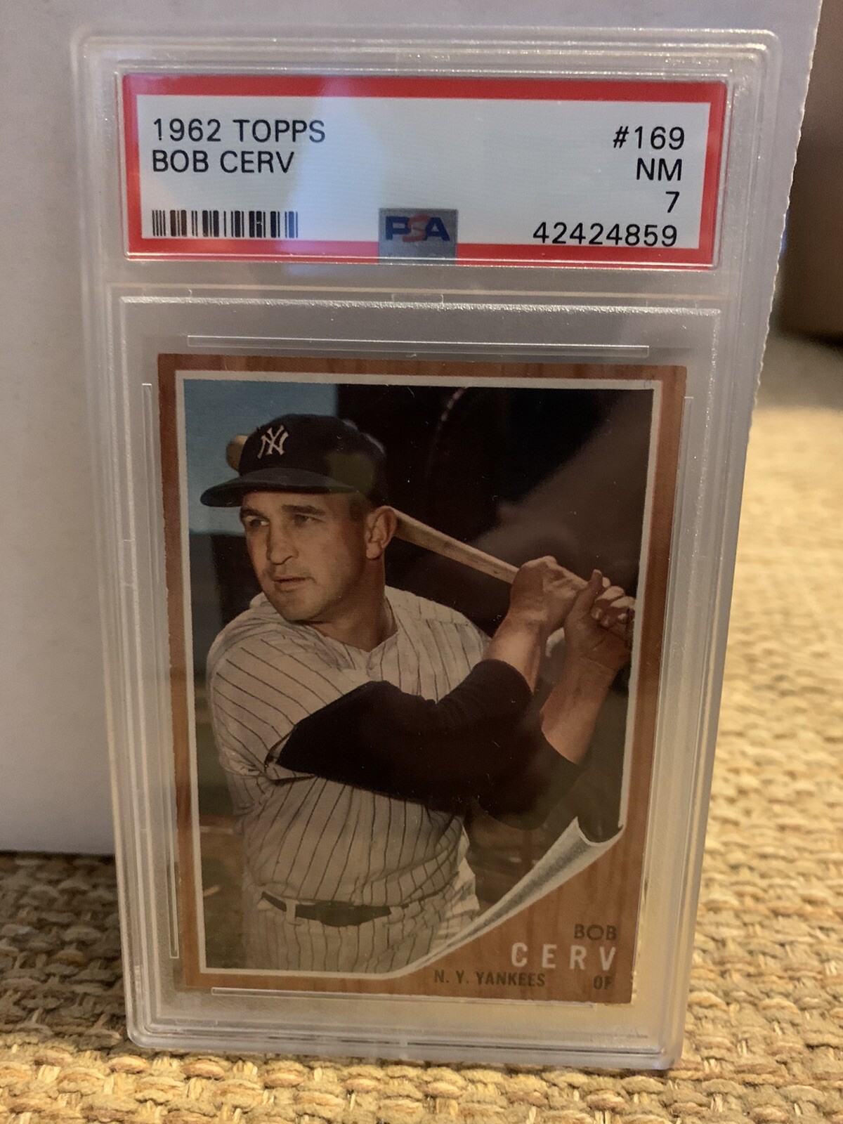 1962 Topps 169 Bob Cerv Yankees PSA 7