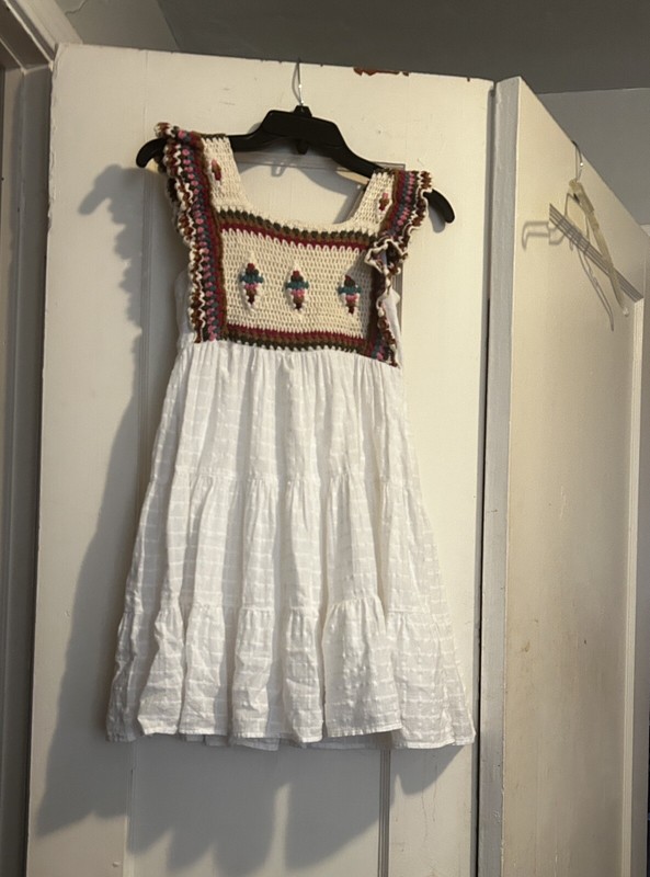 Girls ZARA Kids smock dress crocheted bodice cotton skirt 11/12 FREE SHIPPING