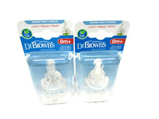 2x Dr. Brown's Natural Flow Standard Silicone Bottle Nipple, Level 1 0m 