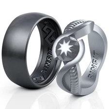 Rinfit Silicone Wedding Rings for Him and Her - Wedding Rubber Bands for Couples