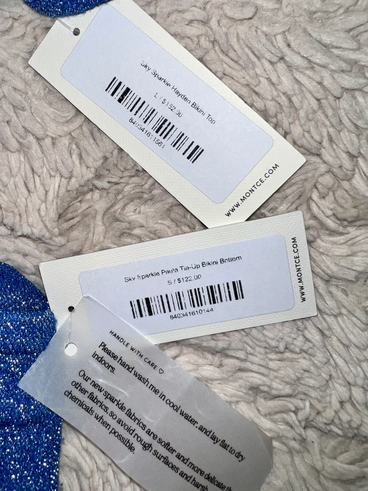 Bikini MONTCE Sky Sparkie Hayden (L) Top y parte inferior de bikini Paula Tie-Up (S) Nuevo con etiquetas Foto 4 de 4