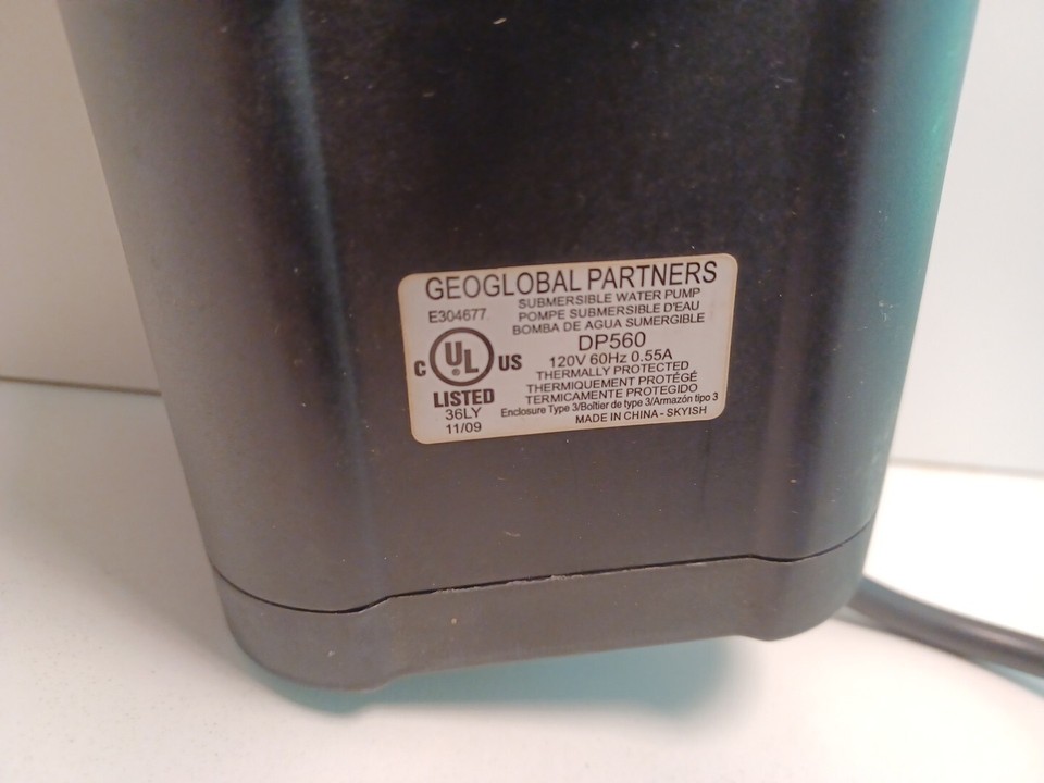 Geoglobal Partners Submersible Water/Pond/Fountain Pump DP560, 560GPH