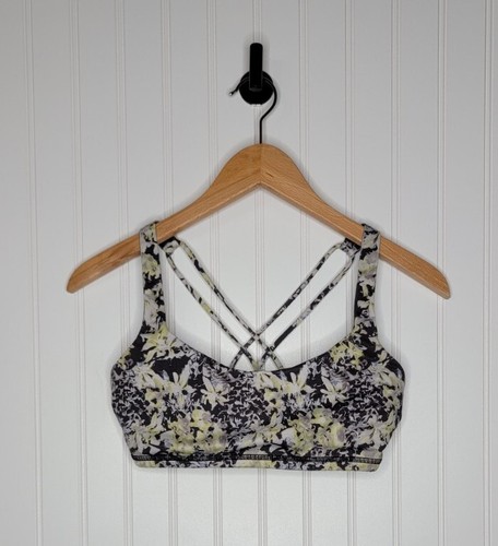 Lululemon Free To Be Sports Bra Black Floral Crossback Stretch Women's Size 6
