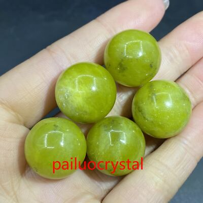 5pcs Natural Olive jade Ball Quartz Crystal Sphere Pendant Reiki healing 20mm+