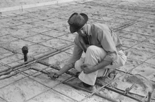8" x 10"  Historic Photos Dumping Materials into Concrete Mixer