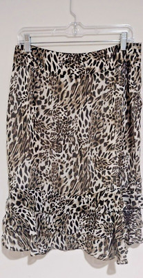 VTG MARCO POLO Exotic Cat Animal Print Skirt 12 EUC Ruffled Hem