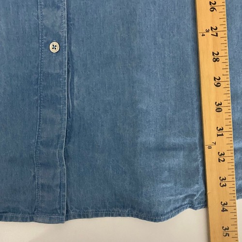 Woman Within Short Sleeve Denim Shirt Size 4X Blue Cotton Blue Button Up - Picture 10 of 10